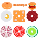 Brinquedo Educativo de Madeira Montessori – Sanduíche de Empilhar com Cartas de Comida para Crianças